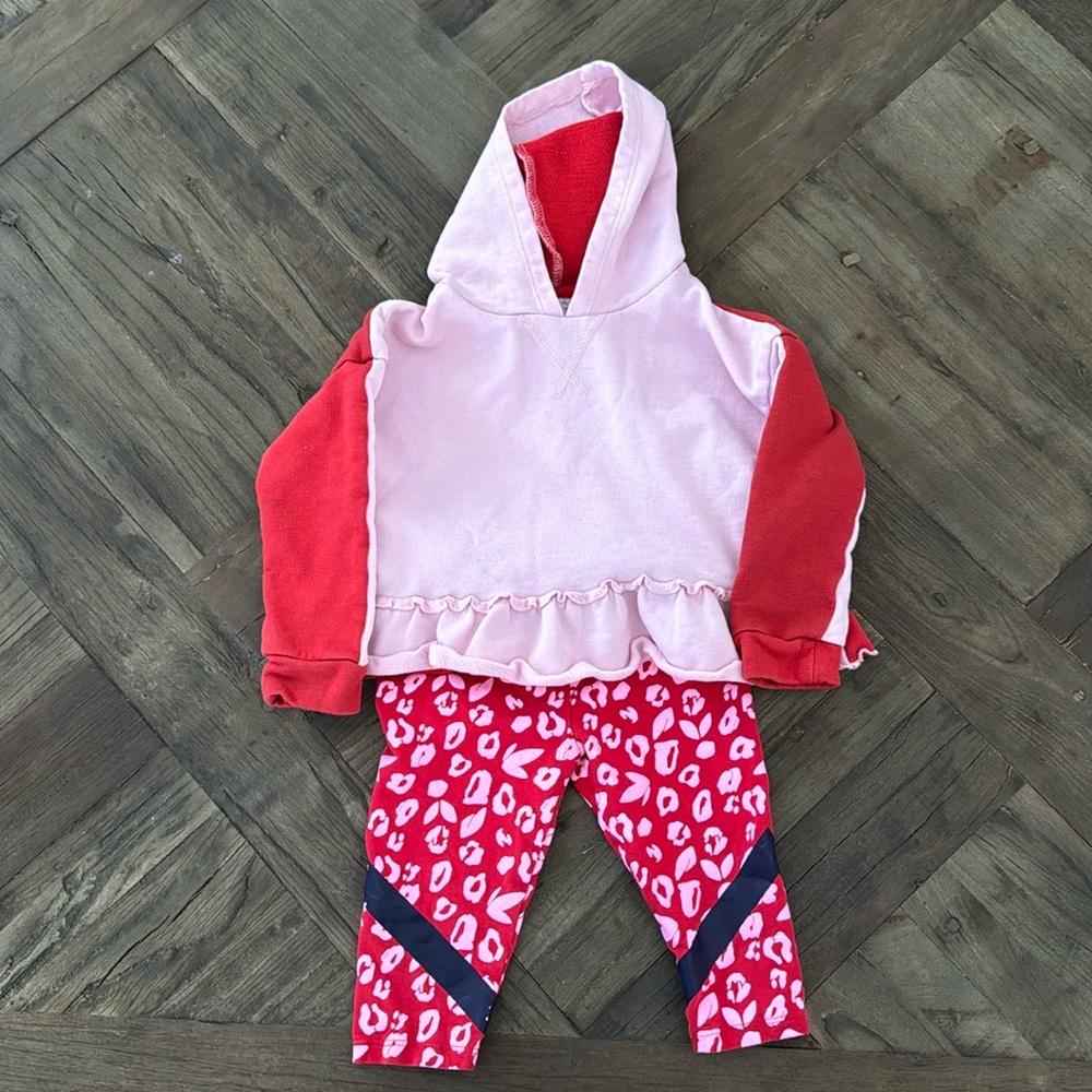 Rockets of Awesome pink and red set. Sweatshirt and capri pant. 3T
